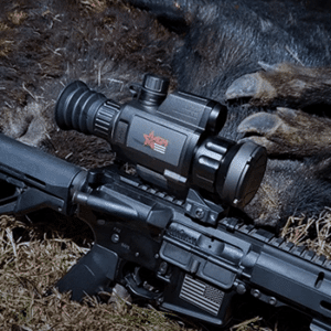 AGM Varmint LRF thermal riflescope shown mounted to a AR-15 rifle.