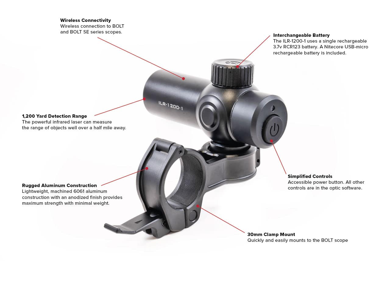 Photo showing the ILR-1200-1 with feature callouts.